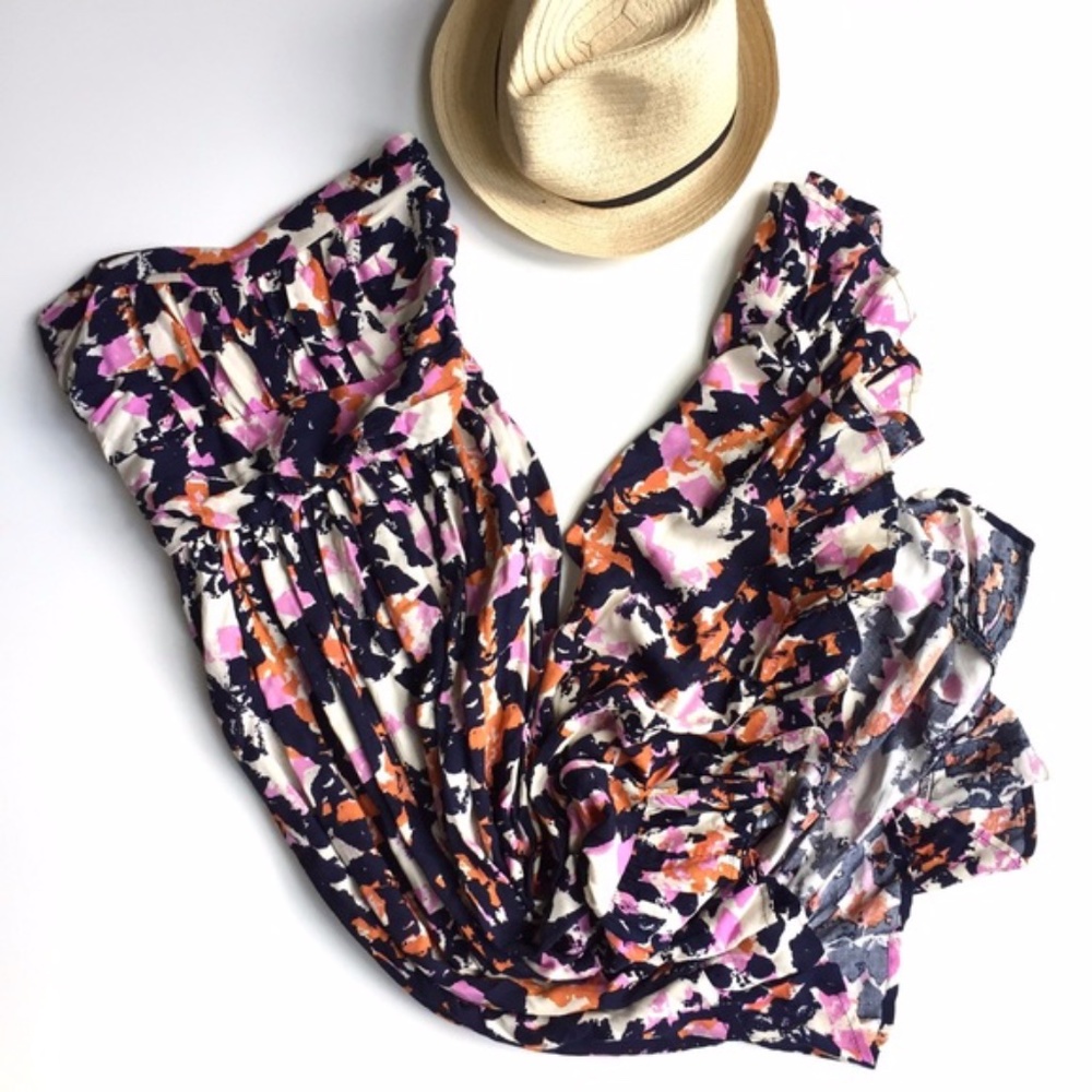 Mimi Chica Floral Strapless High Low Dress Sz S